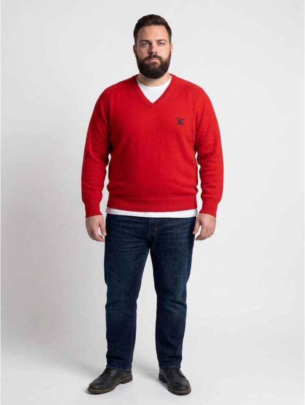 Vintage Burberrys Red 100% Lambswool V-Neck Sweater Size 46/XL